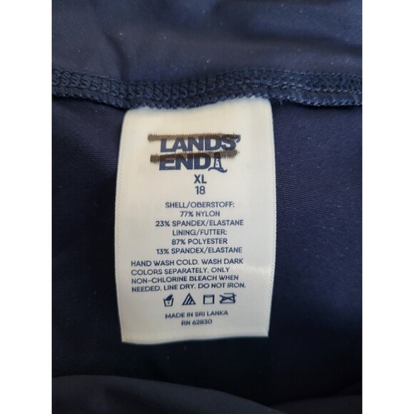 LANDS' END High Waist Biker Swim Shorts Navy 18 (XL) Women's Solid Pockets S76 - Picture 6 of 8